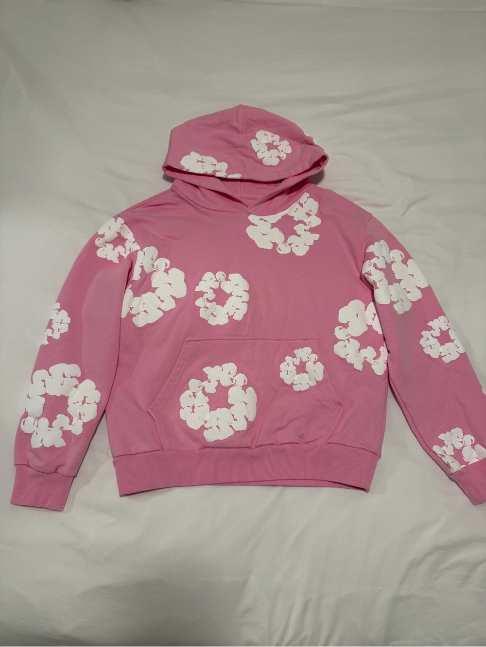 Pink cotton wreath denim tears hoodie